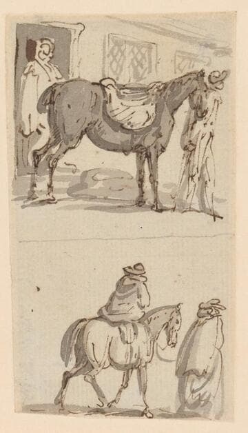 Two Sketches with Figures and Horses