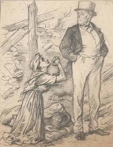 Kneeling Woman Imploring Standing Man