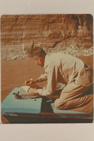 Hugh Cutler pressing plant specimens below Vaseyes [sic] Paradise