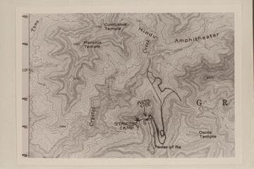 Probable location of the camp of Stanton-Hislop-Kane on the north shoulder of Ra after the climb from the mouth of Crystal Creek in 1890, Feb. 10