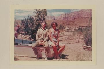 Hollis and Emily Gleason. Lees Ferry. At end of San Juan trip with Nevills