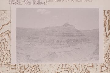 Dragon Head from top of Redwall where Stanton made his photo 354-486 in 1890, Feb. Below the Supai cliff west of the center of the north end of Ra. Noon