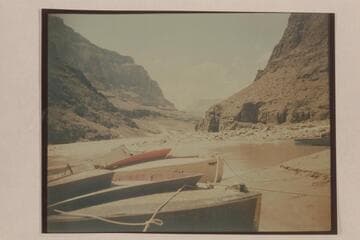 Motorboat fleet moored at the mouth of Tapeats Creek