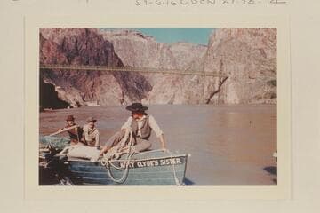Crew of "Kitty Clyde's Sister"; Bright Angel Creek. Ballard Atherton as Goodman, Garth Marston as Howland (?), and Bob Malott as Bradley