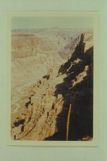 Down Quartermaster Canyon from head of trail. Mt. Dellenbaugh on skyline