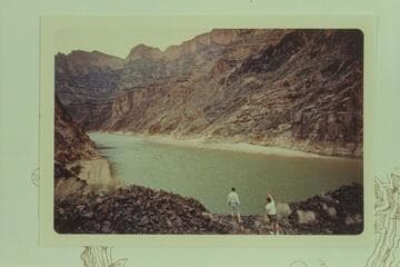 Up the canyon from the lava cap opposite the mouth of Spencer Canyon. The flow into the lake had been cut by Glen Canyon Dam