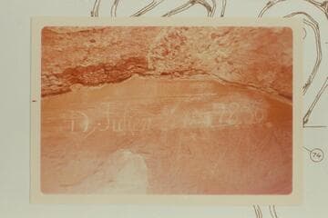 D. Julien 16 Mai 1836 inscription at Mile 72.6 left bank in Labyrinth Canyon