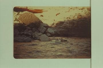 Pat Reilly's first rapid, San Juan River. Government Rapid. Dave at oars. Bluff gauge: 1,190 cfs