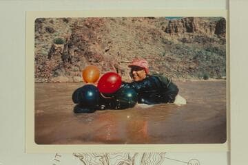 Homer Morgan on air mattress floating at about Mile 221