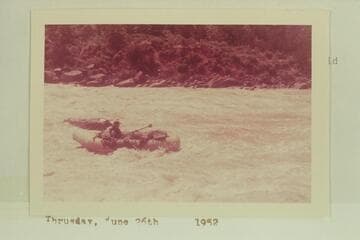 Mildred Davis ready to pull out of Disaster Rapid. Photo from right bank