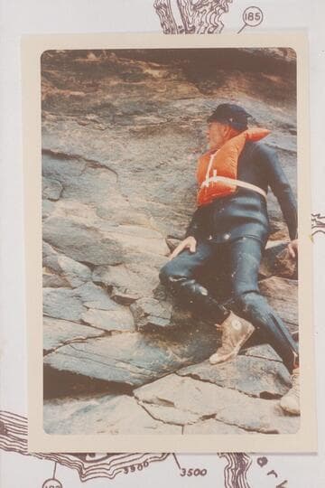 Dock Marston at the 1836 D Julien inscription in Cataract Canyon, Mile 185.75 left bank