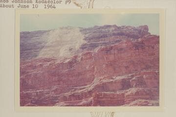 Rock slide in side canyon at Mile 184.1, left bank