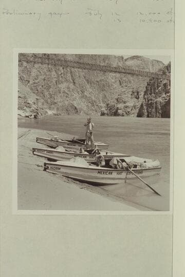 The three sadirons of the Mexican Hat Expeditions.  At the suspension bridge, Bright Angel Creek