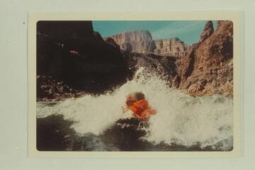 Swim through 234 Mile Rapid. The Cornucopia is upper right