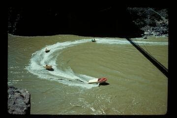 Boats under Bright Angel Bridge