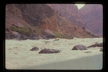 "Wee Yellow" up Vulcan Rapids, approximate guage 17,400 cfs