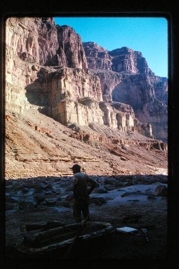 Hudgin plane going up river; Fossil Rapids