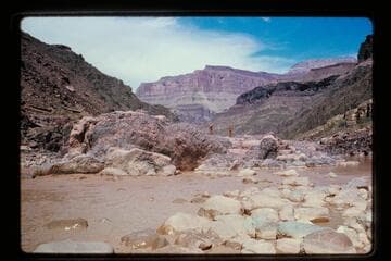 Bill and Buzz Belknap on bedrock; Bedrock Rapids