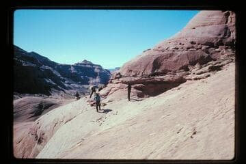 Ledge trail off top en route into basin north of Sid Whiskers Butte