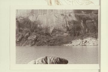 Settlement at the top of the talus due to the filling of Lake Powell opposite Llewellen Gulch.  Mile 81.9