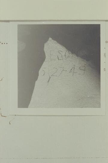 The "Aleson" name on a wall inside the Moqui house. It is situated on the left bank of the Escalante, high in the alcoves of the wall; about 1 1/4 miles below 25 Mile Wash