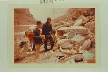 Dock Marston and Jorgen Visbak in camp above Waterhold Canyon at Mile 198.65 RB
