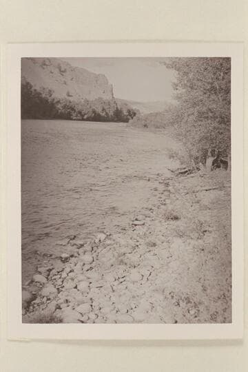 Looking upstream into "Windy Gap" above Hot Sulphur Springs, Upper Colorado River. Photo by Leich when he was traversing this stretch in his folding kayak "Rob Roy."