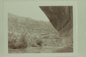 Under sandstone overhang on Dolores River