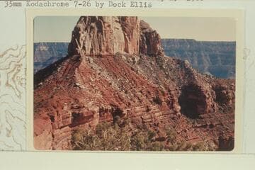 The base of Zoroaster and, in the shaded bay, the route up the upper Supai