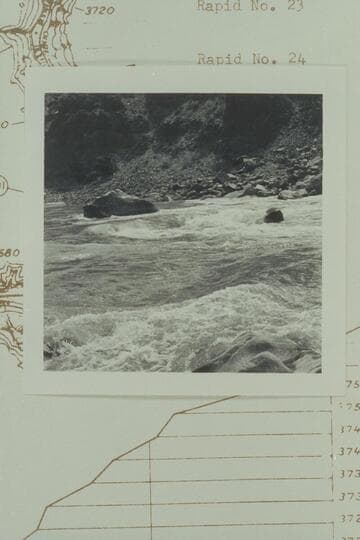 Up to head of Rapid 22. The Big Drop. Mile 202.4 from the right bank