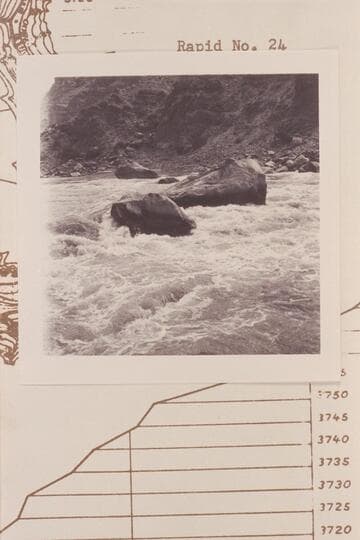 Up from right bank at the middle of Rapid 22 in The Big Drop. Mile 202.4