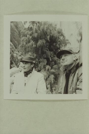 John Dutton, script master; Jim Algar, associate producer.  At camp site opposite Kings Bottom below Moab during the filming of "The Colorado River Story" by a Disney crew