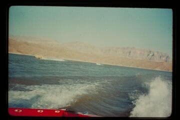 Harris boat under tow; Lake Mead