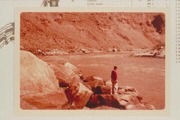 Up from foot of Rapid #6, Mile 209.7.  Dock Marston tries to determine location