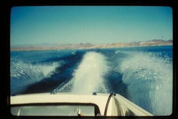 Jet astern of "Kiwi"; Lake Mead