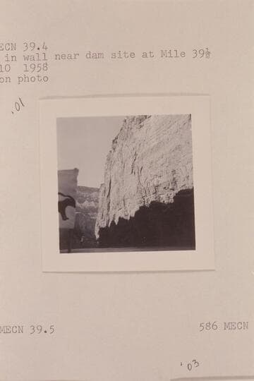 Crack in wall near dam site at Mile 39 1/2