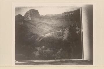 Across Shinumo Canyon from the saddle on the trail from Bass Ferry.  Copy of glass plate; probably a photo by James