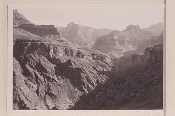 Up Hance Canyon from talus. Sinking Ship on skyline at left