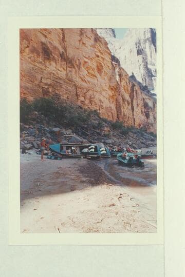 The two Powell boats in their common location rolled on the beach for repairs. National Canyon