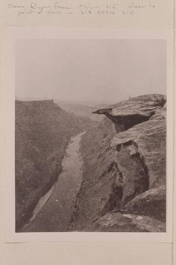 Head of Cataract Canyon, looking down from top of walls near the Junction of the Grand and Green. Depth 1,300 feet