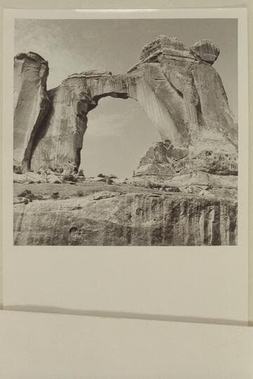 Pegasus Arch.  North side of the AbajoPegasus Archs in Salt Canyon.  Kent Frost stands in the arch