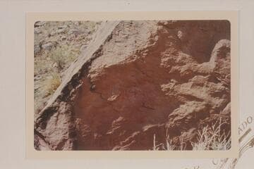 USRS 1914 inscription on boulder below mouth of Green River on right bank of Cataract Canyon
