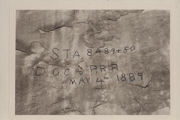 Brown-Stanton inscription before marking. Right bank of Cataract Canyon at Mile 216.3