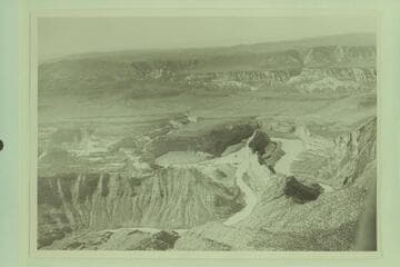 Echo or Steamboat Rock at Pats Hole.  The lower end of the Canyon of Lodore is bototom left