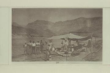 Probable camp of the Colorado River Dam Site Investigation. Six miles below Fort Mojave. The party landed at Needles Oct. 08 at 11;15 AM