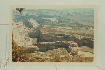 Up the Yampa River from Harpers Corner. Steamboat Rock at lower center