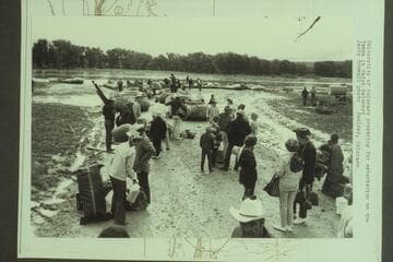 University of Colorado preparing for embarkation on the Yampa in Hatch baloneys [on photo reverse:  U of Colo alum group off to a wet start down the Yampa with Hatch