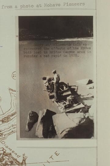The punt at the mouth of Diamond Creek which was used by James Brooks and the Kolb brothers to go to the Hyude sweep-scow which had been sighted from the air at approximately Mile 236 1/2