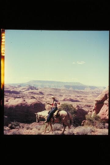 Masland on the trail between Bald Rock and Nasja Creeks; Fifty Mile Mountain forms the skyline