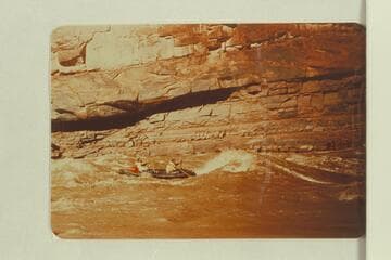 337.  Houserock Rapids, Colorado River.  Gaskill (back) and Brooks running rapid in Black-7